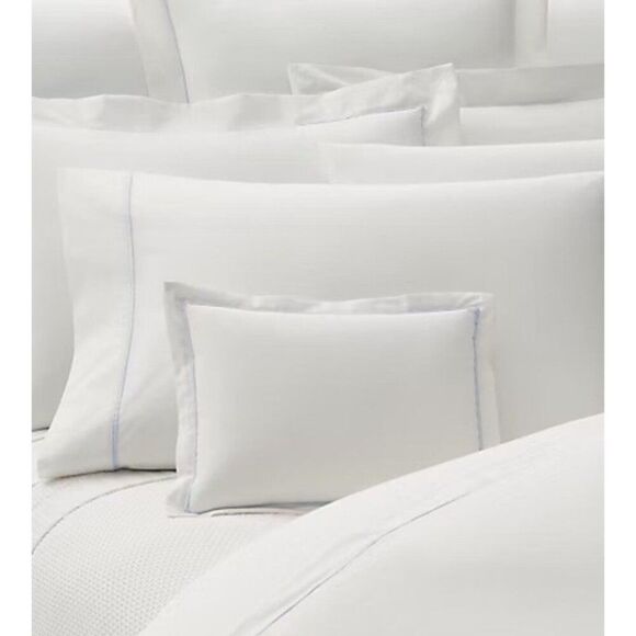 Ralph Lauren Palmer Percale Queen Flat Sheet Sky Blue White NWT MSRP $200 - Picture 2 of 8
